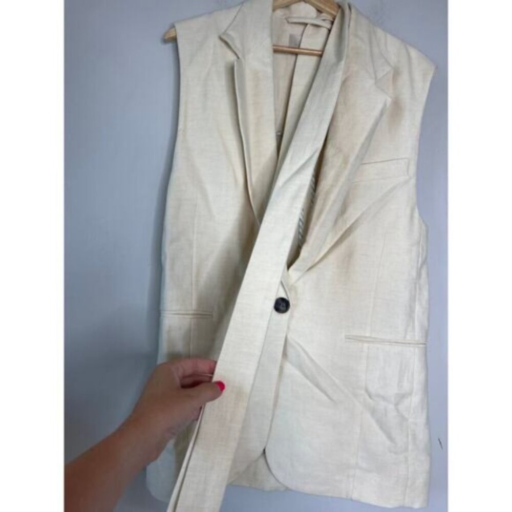 NEW Vanessa Bruno Christen Sleeveless One Chest Pocket Jacket Beige Size: 36 - Picture 6 of 8